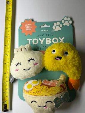 Fringe Asian Food Soy Into You Small Dog Squeaky Plush Dog Toys 3 pack - NWT